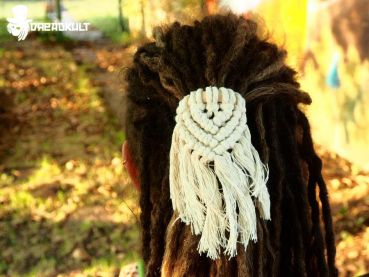 Macrame for the hair the second hair clip, dreads, dread farm, dread cult, copper, copper jewellery, hippie, hippie jewellery, gypsy, gypsy jewellery, goa, goa jewellery, elves, elf jewellery
